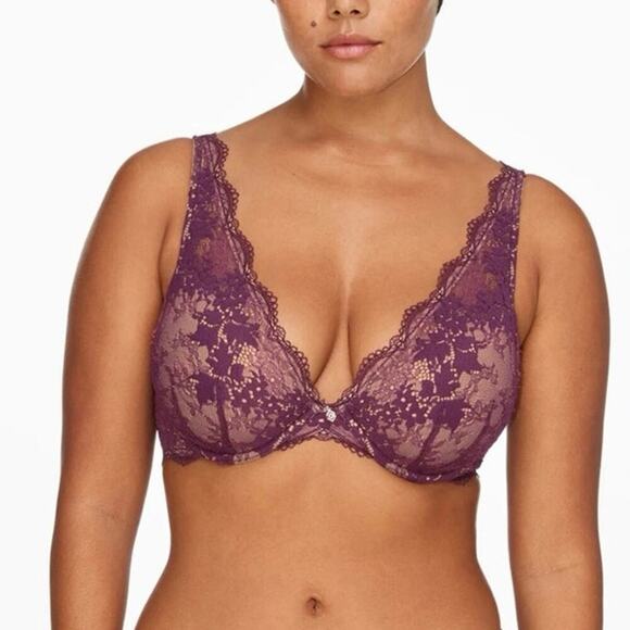 Thirdlove Uplift Plunge Bra lace in mulberry size 30F - Picture 1 of 7